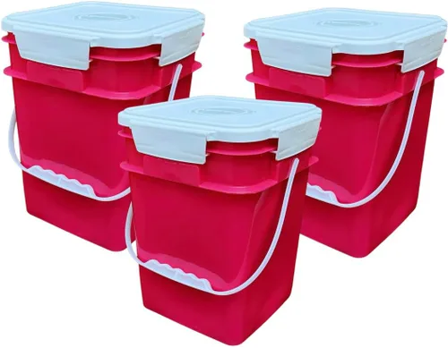 Miniatura 21 de House Naturals Cubo cuadrado de grado alimenticio de 4 galones con asas de plástico y tapa (paquete de 3) contenedores fabricados en Estados Unidos