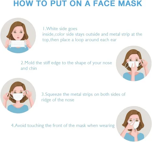 Miniatura 6 de 100 Piezas Mascarillas Faciales Desechables - Mascarillas de Seguridad Transpirables de 3 Capas, Mascarillas Desechables para Adultos Hombres Negro