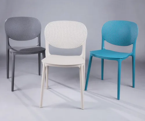 Miniatura 9 de CozyBlock - Silla de comedor apilable perforada de malla para interior y exterior, juego de 2 (Biege)