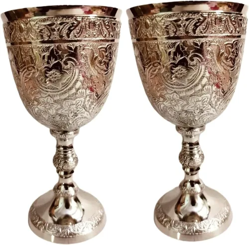 Miniatura 7 de BONA FIDE - Vaso de latón puro de calibre pesado, copa de cáliz de latón puro, copas de champán de alta calidad, vaso para beber vino, vasos