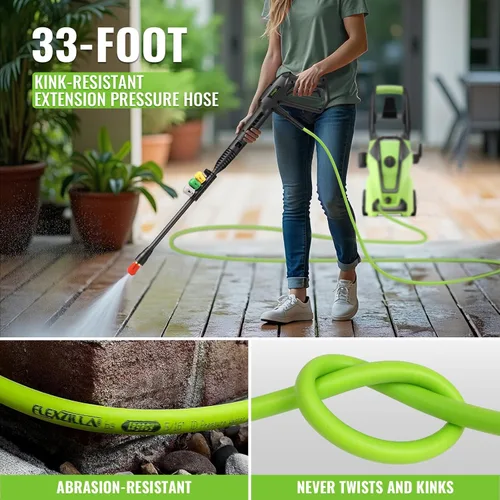 Miniatura 6 de Lavadora a presión eléctrica 5000PSI Max 4.0GPM con manguera de extensión flexible de 33 pies, 4 boquillas, cañón de espuma, lavadora eléctrica