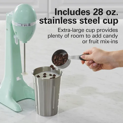 Miniatura 3 de Hamilton Beach DrinkMaster Mezclador Eléctrico de Bebidas, Batidora de Malteadas Retro y Espumador de Leche, 2 Velocidades, Taza Extra Grande