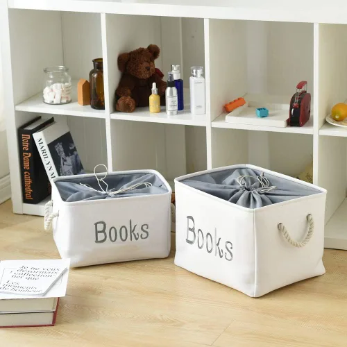 Miniatura 7 de Cesta de libros para habitación de niños, cesta de almacenamiento de libros, organizador de libros para cuarto de bebé, aula, biblioteca, caja