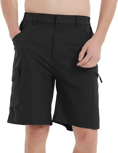 Miniatura 3 de Pantalones cortos de senderismo para hombre, de secado rápido, elásticos, ligeros, 5 bolsillos, para campamento, ciclismo, pesca, trabajo