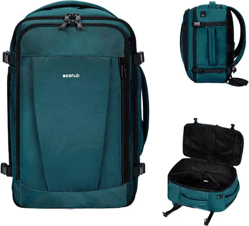 Miniatura 14 de ECOHUB United Airlines - Mochila de viaje pequeña de 17 pulgadas, bolsa de artículos personales de 16.7 x 10 x 8 pulgadas con 13 bolsillos con Negro