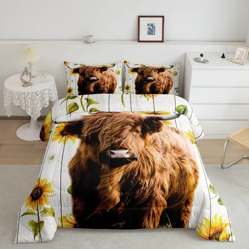 Miniatura 10 de Feelyou Juego de edredón de oso azul, juego de ropa de cama de osos de animales, juego de edredón acolchado con estampado de arboleda de galaxia