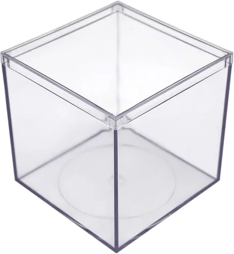 Miniatura 10 de Juego de 6 cajas de acrílico con tapas, 3.44 pulgadas cuadradas x 4.5 pulgadas de alto, fabricadas en Estados Unidos, vitrina transparente