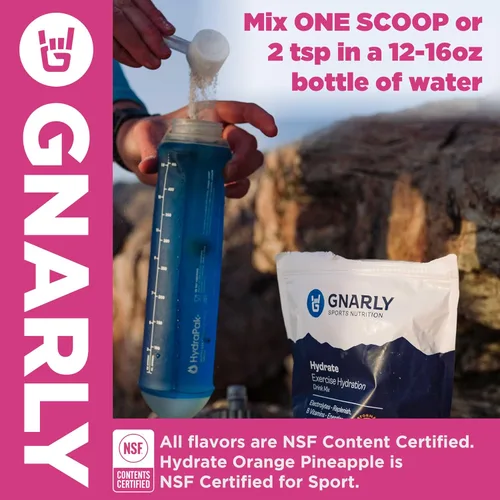 Miniatura 7 de Gnarly Nutrition Hydrate Electrolyte Powder – Mezcla de bebida hidratante para ejercicio de frambuesa – Contenido NSF Certificado – Solución
