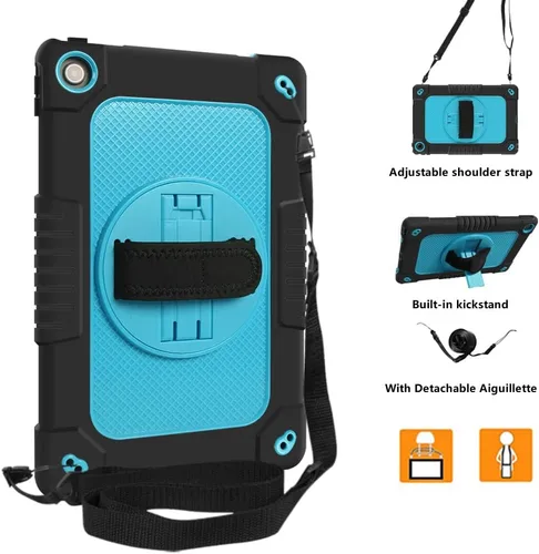 Miniatura 4 de Funda para niños para Lenovo Tab M10 Plus 3ª generación de 10.6 pulgadas, correa de mano con soporte giratorio para niños, a prueba de golpes
