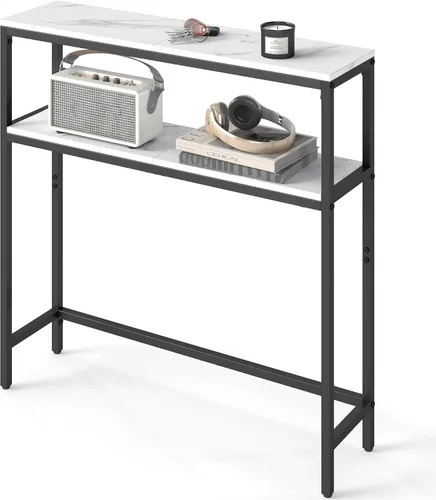 Miniatura 11 de VASAGLE Mesa consola, mesa de sofá estrecha de 2 niveles con 2 estantes, 7.9 x 31.5 x 31.5 pulgadas, para sala de estar, pasillo, entrada, gris