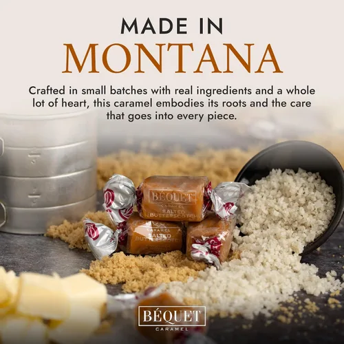 Miniatura 8 de Béquet Caramelos salados de caramelo de mantequilla gourmet suaves envueltos individualmente, sin gluten y kosher, bolsa resellable de 24 onzas