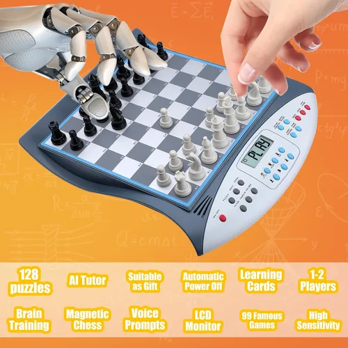 Miniatura 7 de Talking Chess Master - Juego de ajedrez electrónico con clasificación ELO de 2000, ideal para entrenamiento de estrategia cerebral, juego