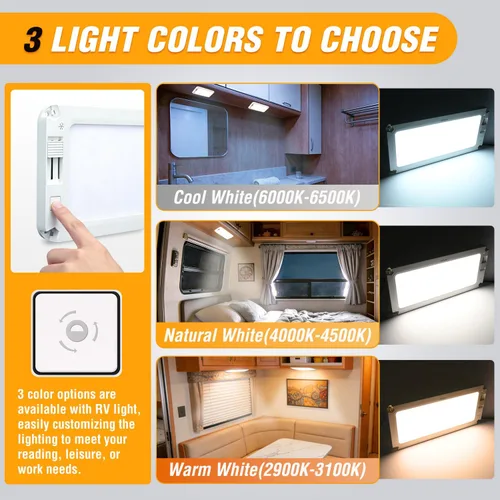 Miniatura 6 de Nilight LED Interior Light 2PCS 12.5 Inch 10W 96LEDs 3 Color Dimmable (3100K-6500K) with Memory Function, 12V-30V Ceiling Lights for RV Camper