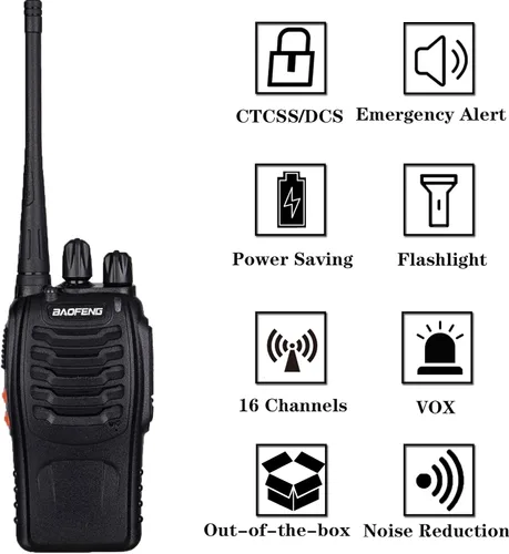 Miniatura 2 de BAOFENG BF-888S Walkie Talkies para adultos de largo alcance profesional de mano de 16 canales de radio bidireccional con auriculares, batería