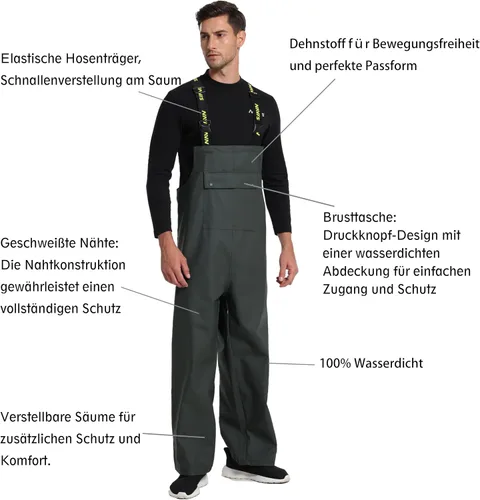 Miniatura 5 de Men's Workwear PRO Rain Suit - Waterproof Jacket and Bib Pants 3-piece Set for Ultimate Safety and Comfort