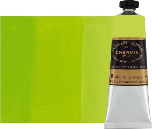 Miniatura 2 de Charvin Pintura acrílica profesional extrafina – verde absenta, tubo de 2.1 fl oz, pigmentos de triple fresado, resistente a la luz, pinturas