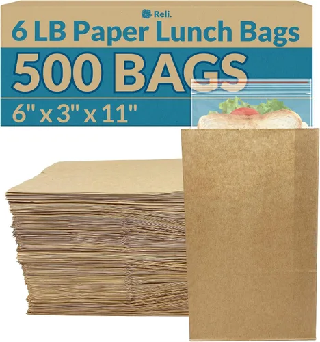 Miniatura 7 de Reli. Bolsas de papel marrón 500 unidades Bolsas de almuerzo de papel ideales para almuerzos pequeños y manualidades Perfecto para sándwiches