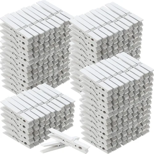 Miniatura 10 de Marsui 200 pinzas de madera resistentes para colgar ropa al aire libre, lavandería, manualidades, fotos (negro, 4 pulgadas)