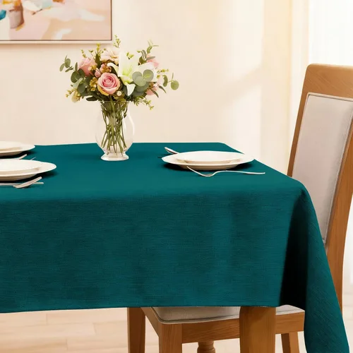 Miniatura 24 de Mantel rectangular de 55 x 95 pulgadas, impermeable, resistente a las manchas y a las arrugas, lavable, mantel de lino sintético resistente, mantel