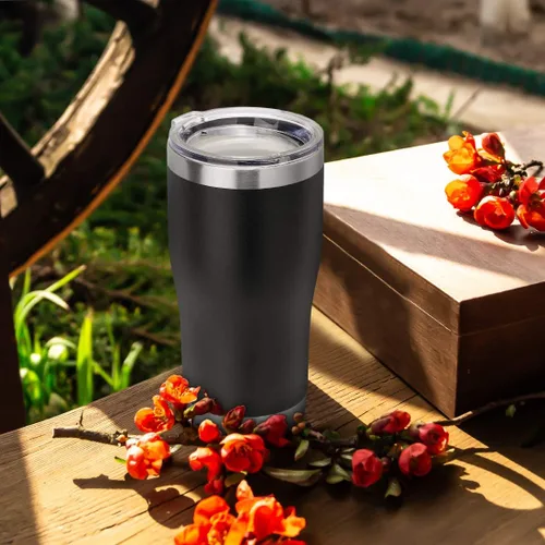 Miniatura 6 de DOMICARE vaso de doble pared con aislamiento al vacío, 20 onzas, con tapa, vaso de viaje de acero inoxidable, vaso de café con recubrimiento en polvo