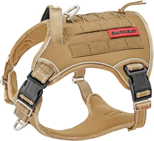 Miniatura 10 de Arnés BARKBAY táctico para perro grande, arnés tipo chaleco para perro pesado, para servicio militar, chaleco MOLLE para perro de trabajo