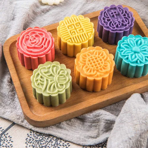 Miniatura 5 de Molde para pastel de luna, 6 unidades, para festivales de mediados de otoño, bricolaje, prensa a mano, sellos para galletas, herramienta