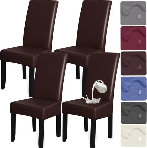 Miniatura 12 de HFCNMY Juego de 6 fundas para sillas de comedor, elásticas, impermeables, de poliuretano, color negro, fundas suaves para sillas de comedor, fundas