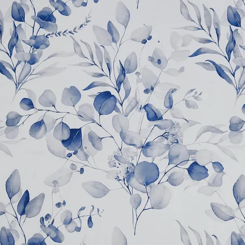 Miniatura 9 de Cortinas 100% opacas con patrón floral azul, 96 pulgadas de largo para dormitorio, estampado de hojas de acuarela, cortinas con aislamiento térmico