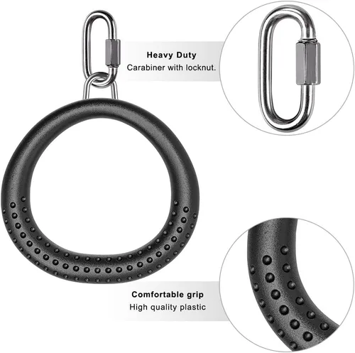 Miniatura 5 de Dolibest 2 Pack of Ninja Gymnastic Rings,Monkey Ring Outdoor Backyard Ninja Accessories Set,Swing Bar Rings Obstacle Course for Training Equipment
