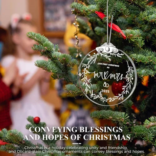 Miniatura 5 de Regalos de compromiso para parejas 2025, nuestro primer adorno de cristal de compromiso de Navidad, regalos para parejas recién comprometidas
