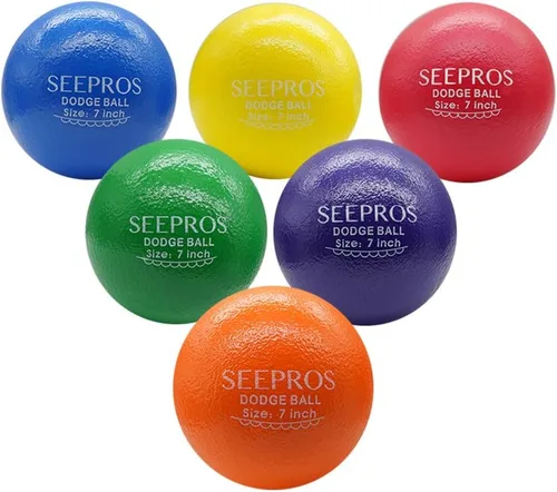 Juego de 6 bolas de espuma para dodgeball – Piel suave, rebote bajo, juego de 6 con bolsa de almacenamiento de malla para niños y adultos