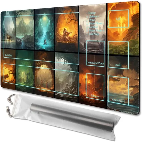 Miniatura 19 de MTG - Tapete de juego tamaño 24 x 14 pulgadas, bolsas de almacenamiento antideslizantes, ideal para entusiastas de los juegos de cartas, tapete