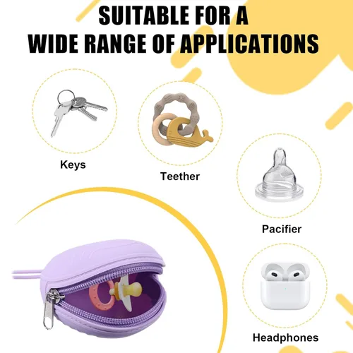 Miniatura 4 de Paquete de 2 bolsas para chupón, 2 fundas portátiles de silicona para chupetes para bebés recién nacidos, soporte de silicona para bolsa de pañales
