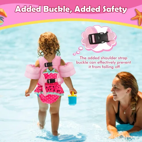 Miniatura 3 de MoKo Chaleco de natación para niños pequeños de 13-30/20-50/22-66 libras, flotadores de brazo de natación de dibujos animados, alas de agua, Sirena
