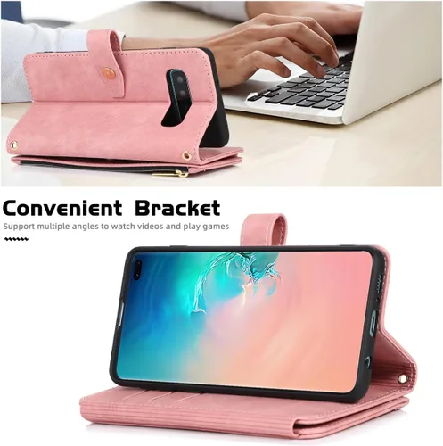 Miniatura 3 de Diseño para Samsung Galaxy S10 Crossbody Wallet Case con PU cuero tarjetero ranuras Kickstand cierre magnético Flip Folio Zipper Bolso Carcasas a