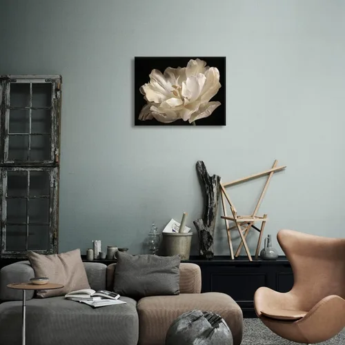 Miniatura 5 de Decoración de baño negro, tulipán blanco sobre fondo negro, arte moderno en lienzo para decoración de baño, arte de pared de baño, ilustraciones