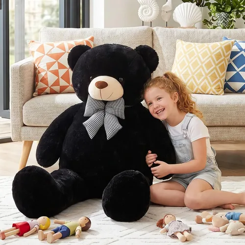 Miniatura 5 de IKASA Oso de Peluche Gigante Animal de Peluche Juguete de Felpa, 47 pulgadas Grande Lindo Jumbo Juguetes Suaves, Enorme Gran Esponjoso Gordo Negro