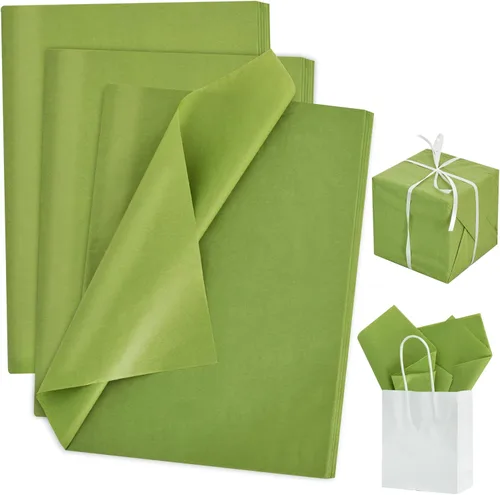 BEISHIDA 100 hojas de papel de seda verde oliva a granel, papel de seda de envoltura para bolsas de regalo, papel de regalo de 14 x 20 pulgadas para