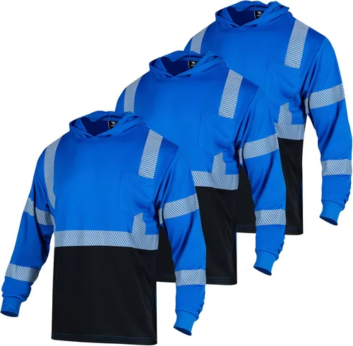 VENDACE 3 piezas de seguridad reflectante de alta visibilidad manga larga ANSI clase 3 Hi Vis construcción trabajo camisetas para hombres con