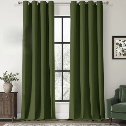 Miniatura 68 de ChrisDowa Cortinas 100% Opacas de Abedul Sólido de 45 Pulgadas de Largo, 2 Paneles para Dormitorio y Sala de Estar, Estilo Granja Oscurecedoras