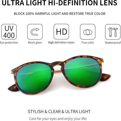 Miniatura 2 de SUNGAIT Gafas de sol redondas vintage para mujeres y hombres, estilo clásico retro