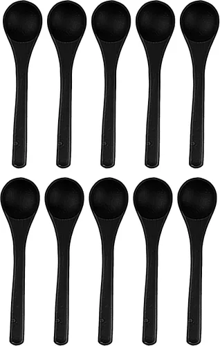 Miniatura 13 de BambooMN Cucharas de bambú para servir, mini cuchara de azúcar con sal, pequeñas cucharas de madera para especias, ovalada negra de 3.5 pulgadas, 10