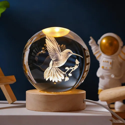 Miniatura 3 de Patrón grabado en 3D de gato y mariposa con base iluminada de madera, cable de alimentación USB con interruptor, decoración de luz nocturna, lámpara