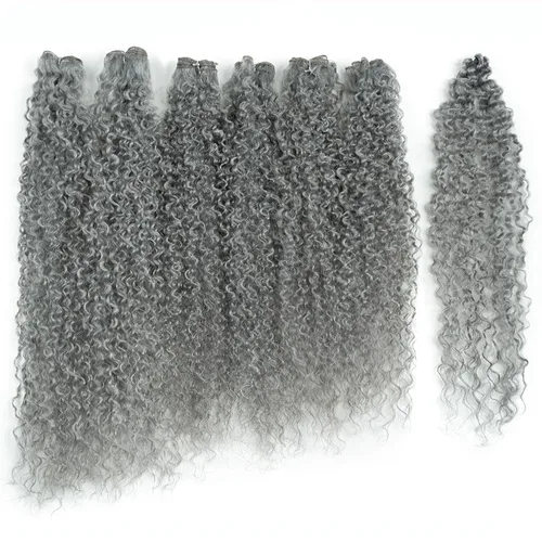 Miniatura 10 de 7 mechones de cabello sintético rizado tipo afro de 22, 24 y 26 pulgadas (7.76 oz) elaborado con fibra de alta temperatura.