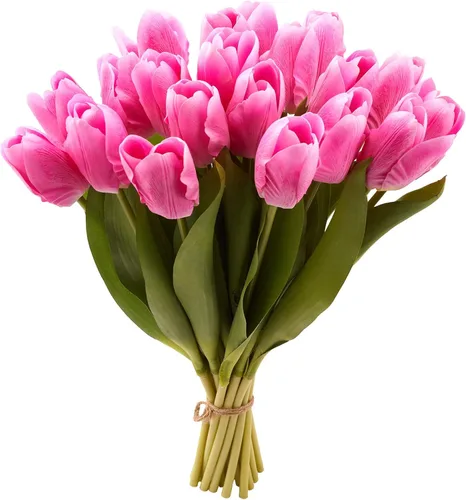 Miniatura 11 de 20 tulipanes artificiales de tacto real de flores artificiales hidratantes para decoración de fotografía, decoración del hogar, jardín, boda