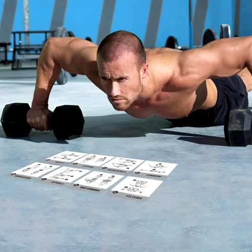 Miniatura 6 de NewMe Fitness Tarjetas de entrenamiento con mancuernas – Baraja de instrucciones de entrenamiento para mujeres y hombres, guía de fitness