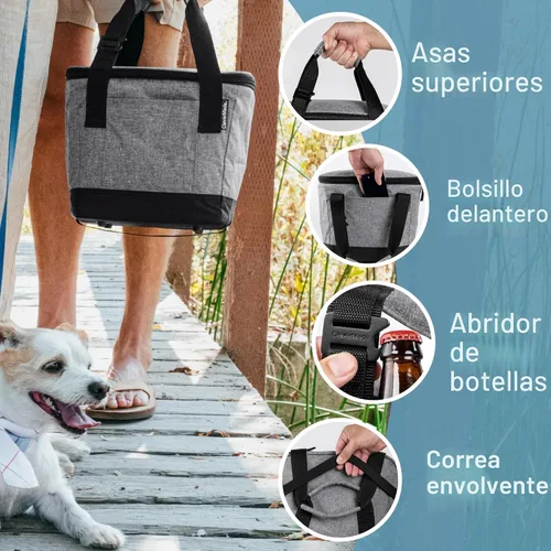 Miniatura 3 de CleverMade Tahoe - Bolsa refrigerante plegable aislada – 18 latas / 14 Qt enfriador suave a prueba de fugas para playa, viaje, automóvil – Negro gris