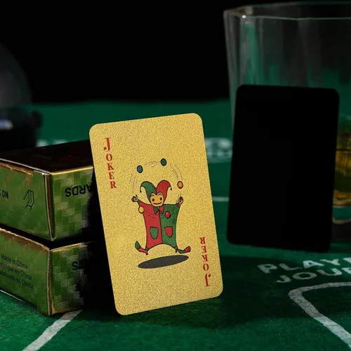 Miniatura 3 de VOVCIG Mini cartas de juego, juego de cartas en miniatura doradas de 2 barajas impermeables, cartas de póquer, cartas de póquer de viaje