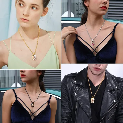 Miniatura 98 de FindChic Collares personalizados con urna para cenizas, barra vertical, gato, luna, reloj de arena, garra de perro, acero inoxidable, chapado en oro
