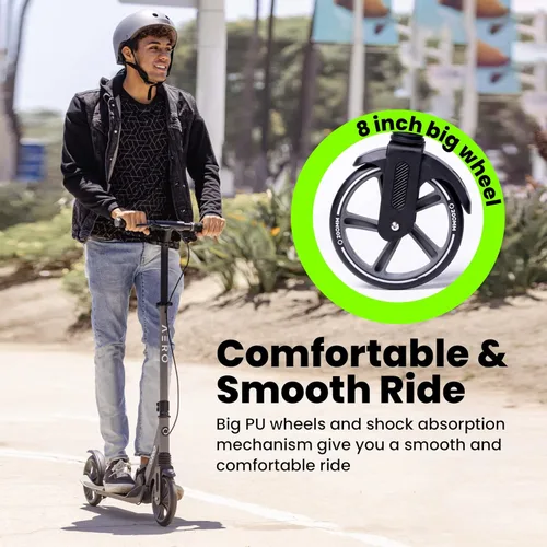 Miniatura 6 de AERO MOBILITY Patinete para niños de 6 años, adolescentes y adultos Ruedas iluminadas, freno de mano, alfombrilla de goma y absorción de impactos